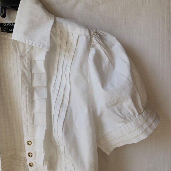 XOXO Vintage Victorian-Inspired White Fitted Blouse Romantic & Chic Women's M - Picture 9 of 15